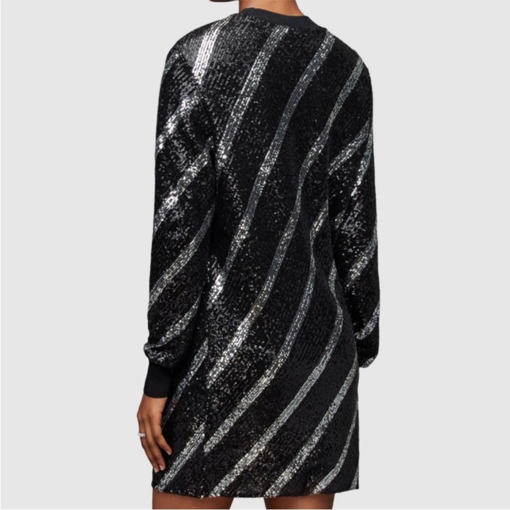Like New All Saints Jules Sequined Dress Black Silver Generous Size XS - Picture 4 of 13